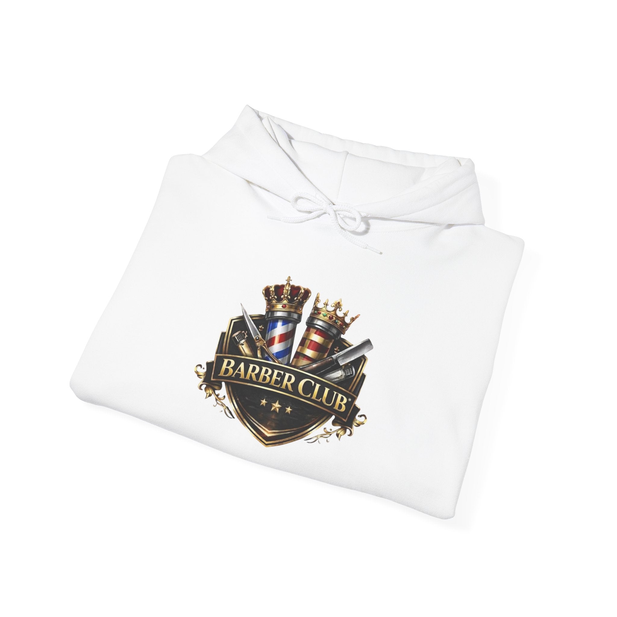 Barber Club crest Hoodie | Barber tools shield logo sweatshirt