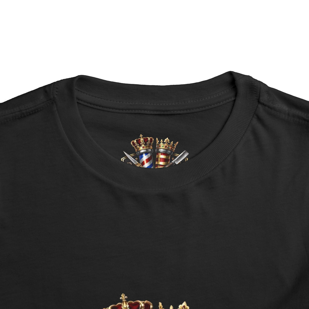 Barber Club Shield Logo Toddler Tee | Barbershop Pole, Scissors, Crown
