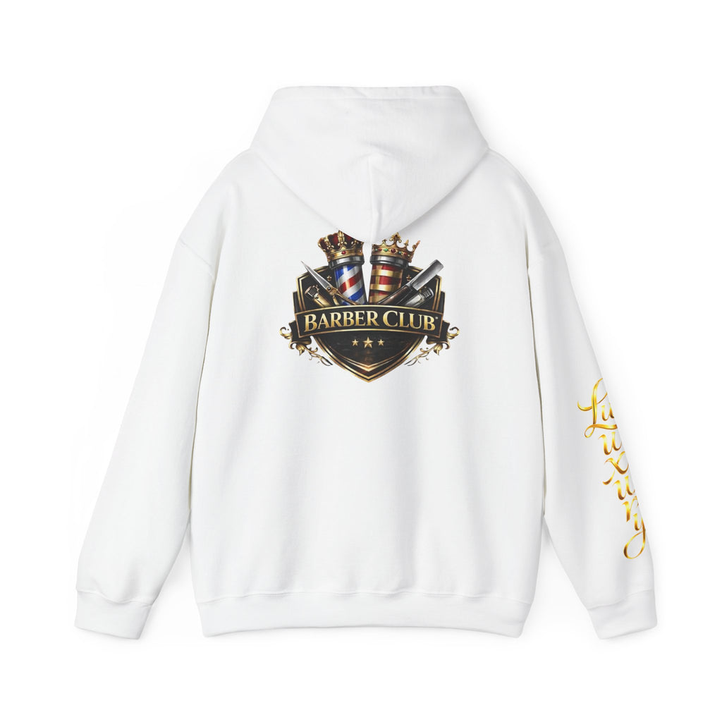 Barber Club crest Hoodie | Barber tools shield logo sweatshirt